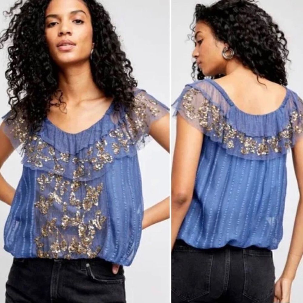 Free People Elisas Off-The-Shoulder Top in Wild Moon, XS